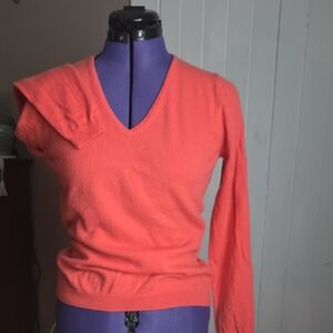 Pure Collection Vibrant Orange V-Neck Sweater